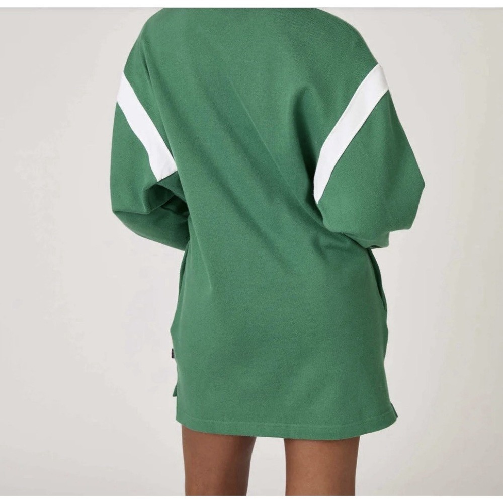 ROWING BLAZERS Women's Med Stripe Rugby Jersey Dress Green Heavy‎ Organic Cotton - Picture 5 of 14